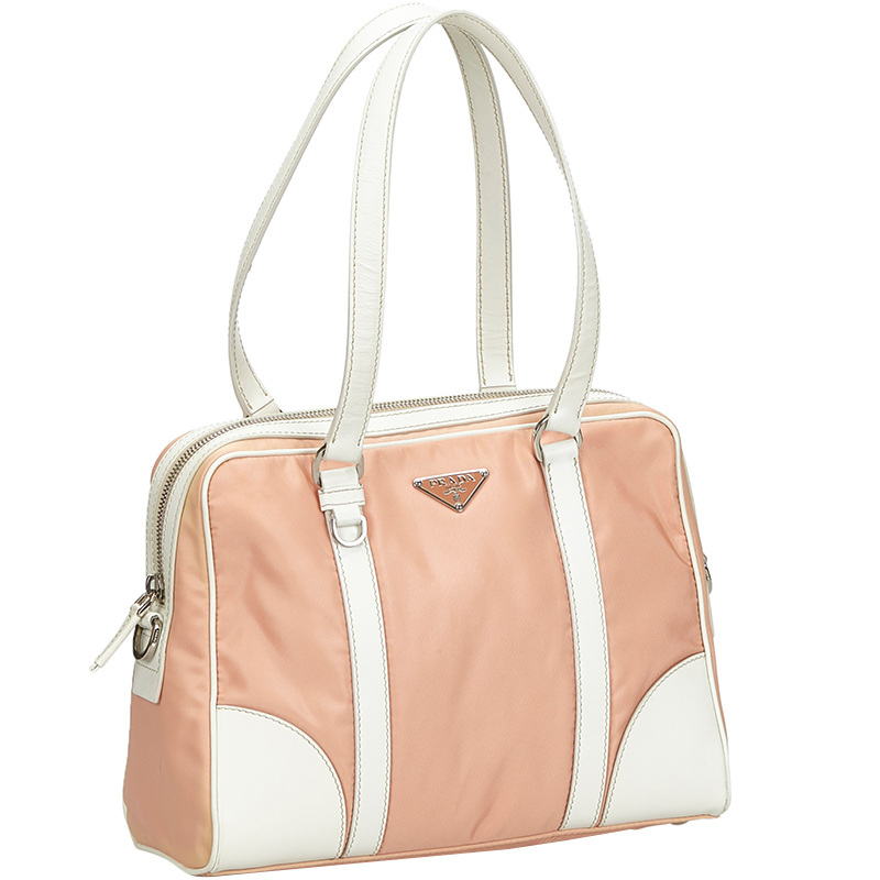 

Prada White/Pink Nylon Satchel