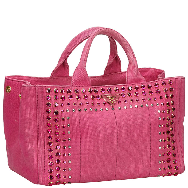 

Prada Pink Canapa Canvas Satchel