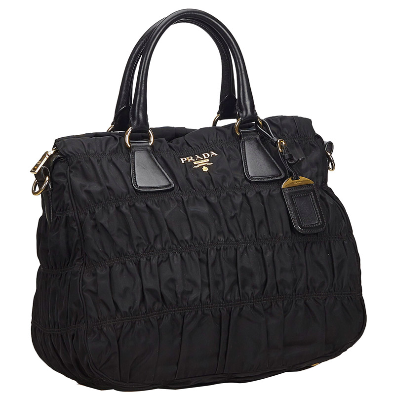 

Prada Black Gathered Nylon Satchel