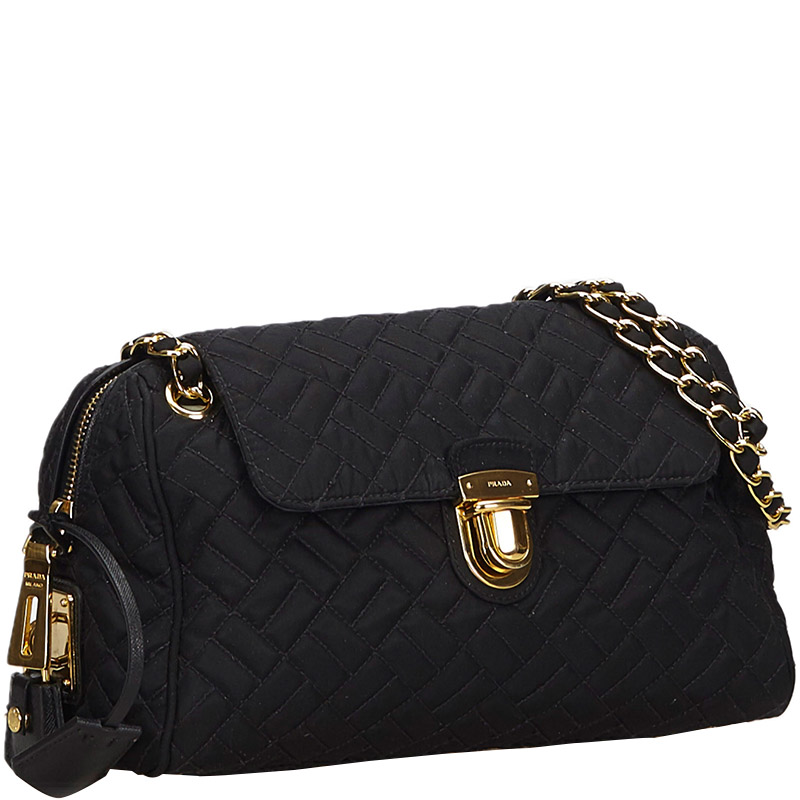 

Prada Black Nylon Quilted Chain Shoulder Bag