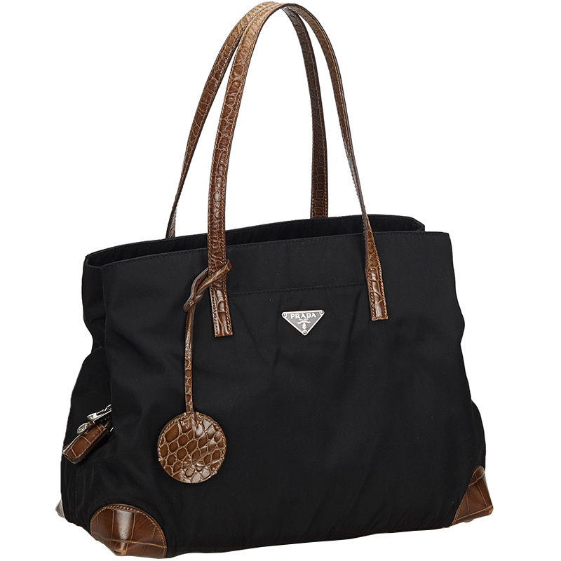

Prada Black/Brown Nylon Leather Shoulder Bag
