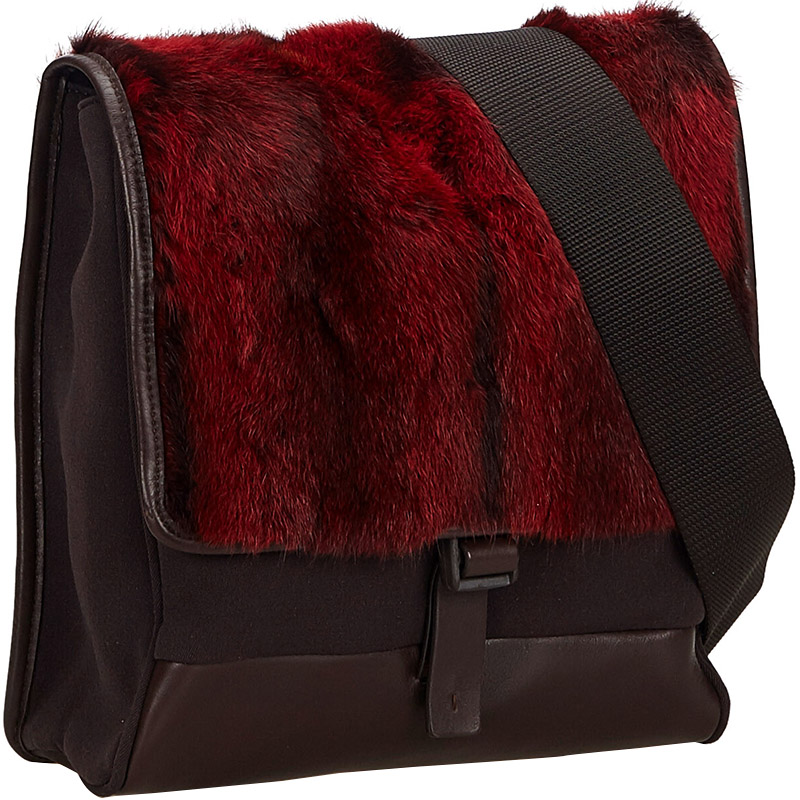 

Prada Red/Black Fur Canvas And Leather Crossbody Bag