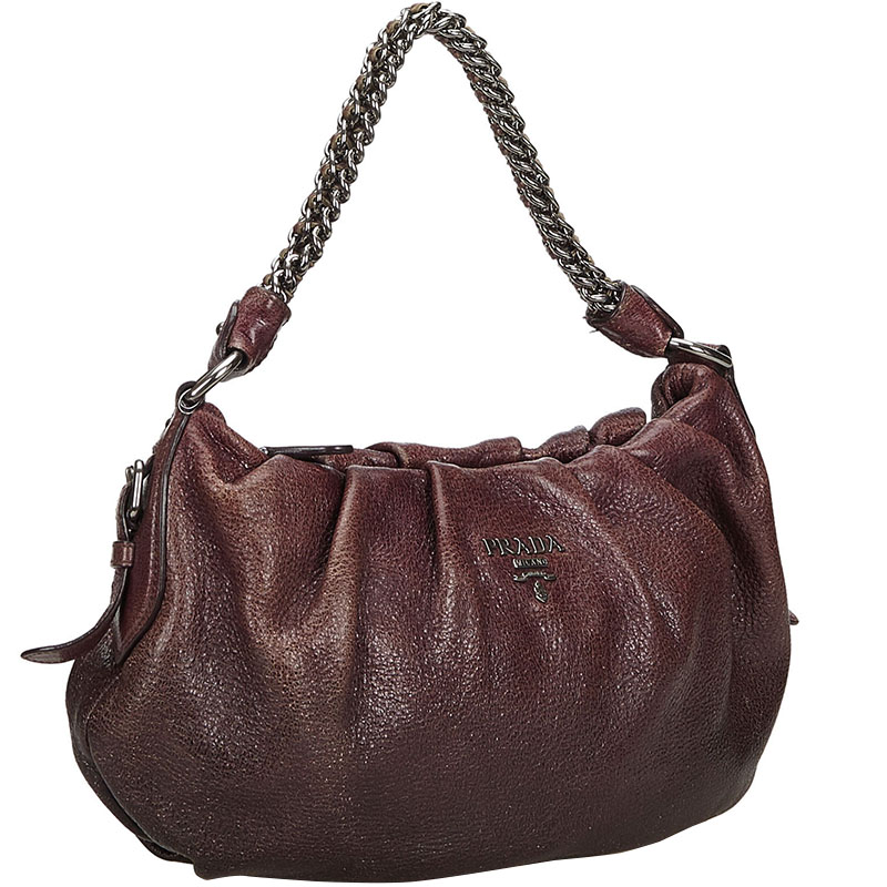 

Prada Brown Leather Chain Shoulder Bag