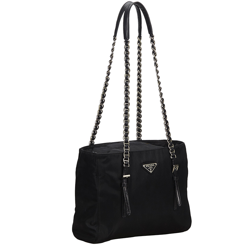 

Prada Black Nylon Chain Shoulder Bag