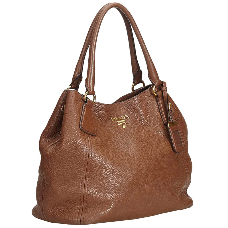 

Prada Brown Vitello Daino Leather Tote Bag