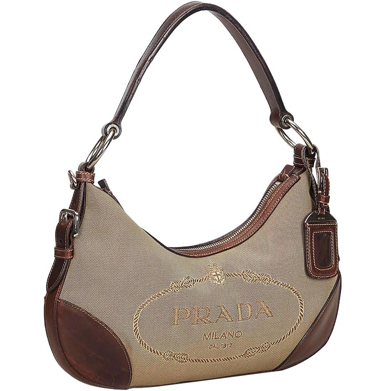 

Prada Brown/Beige Canvas Canapa Shoulder Bag