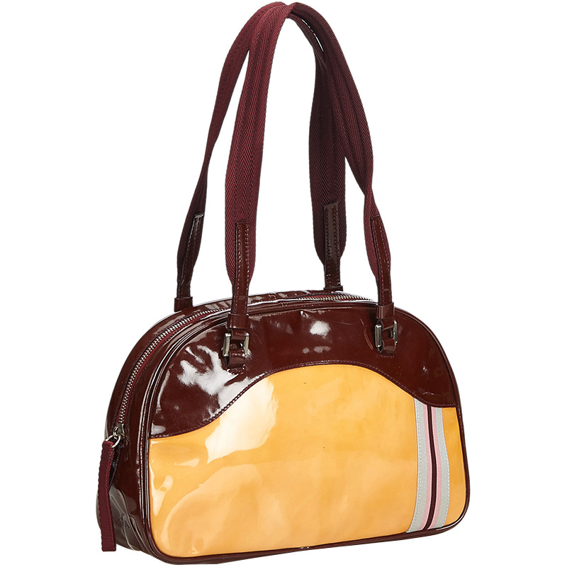 

Prada Bicolor Patent Leather Bowler Shoulder Bag, Multicolor