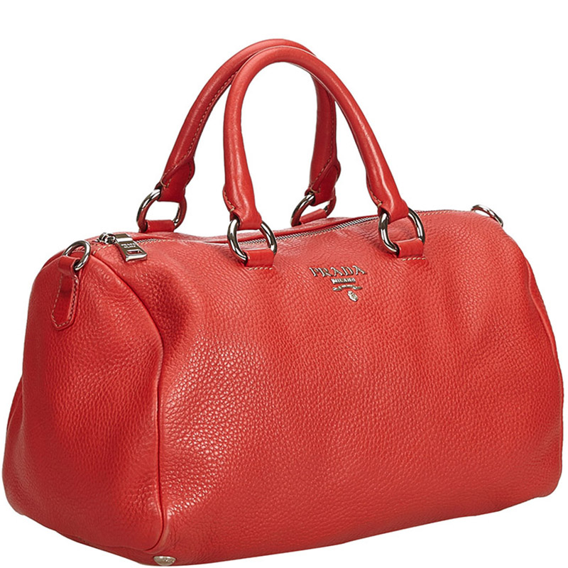 

Prada Red Vitello Daino Leather Satchel