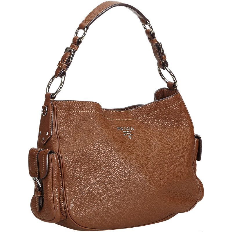 

Prada Brown Vitello Daino Leather Shoulder Bag