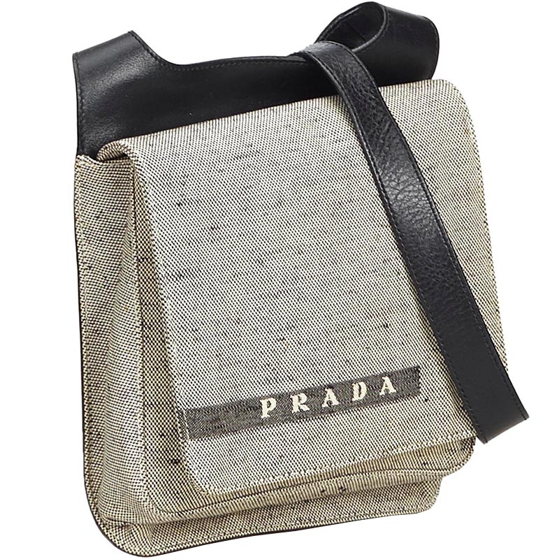 

Prada White/Black Canvas Crossbody Bag