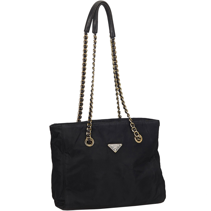 

Prada Black Nylon Chain Shoulder Bag