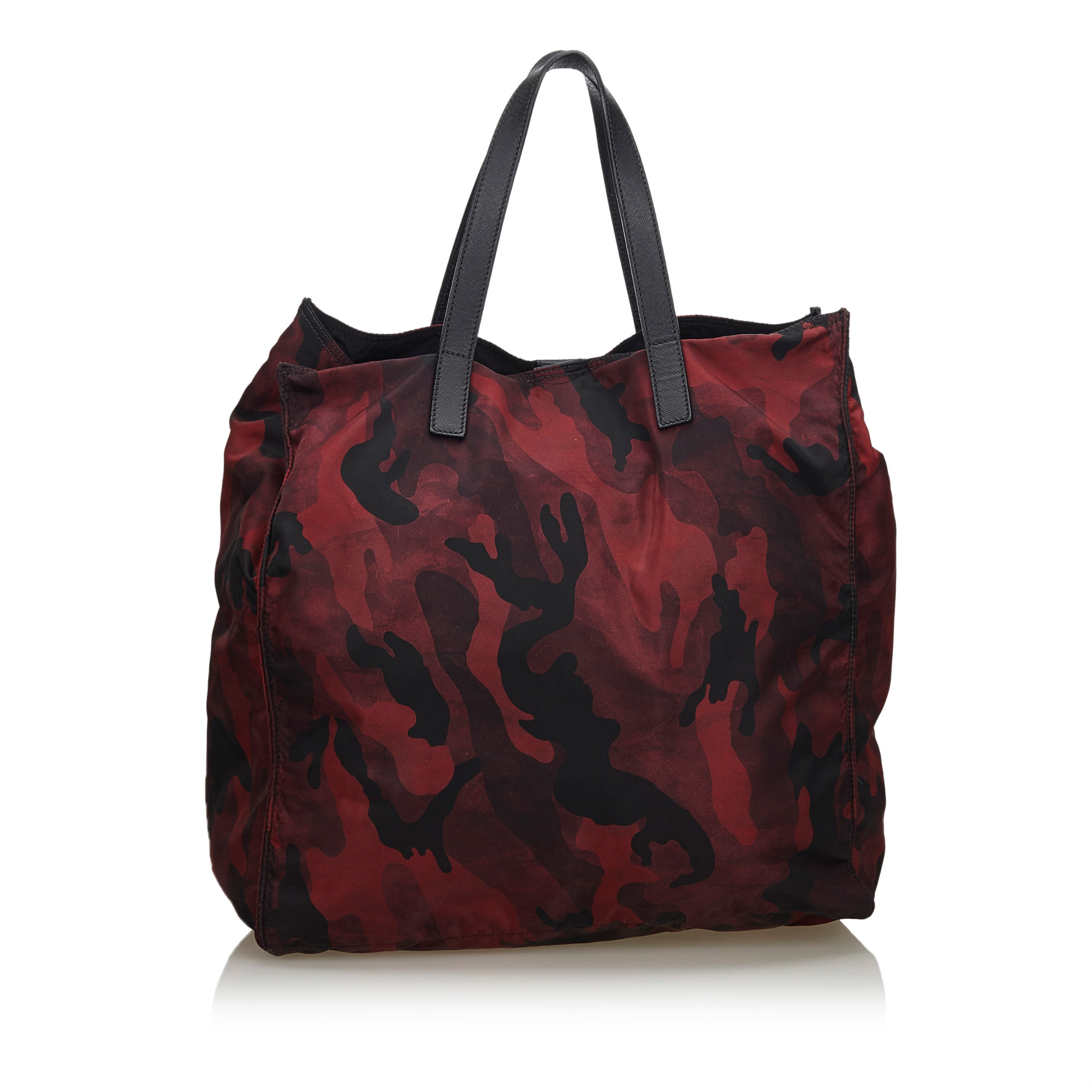 Prada Red Nylon Camouflage Tote Bag