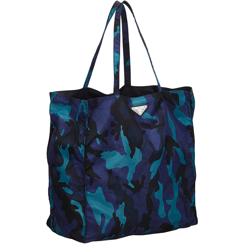 

Prada Blue Nylon Camouflage Tote Bag, Black