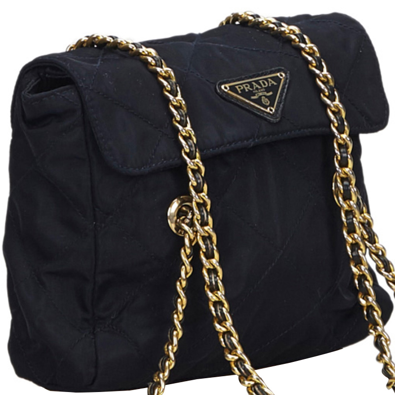 

Prada Black Quilted Nylon Chain Shoulder Bag