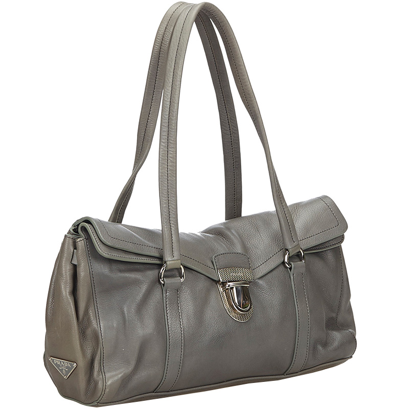 

Prada Gray Leather Easy Shoulder Bag, Grey