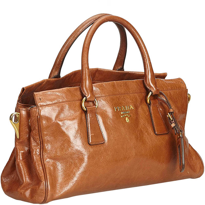 

Prada Brown Patent Leather Satchel