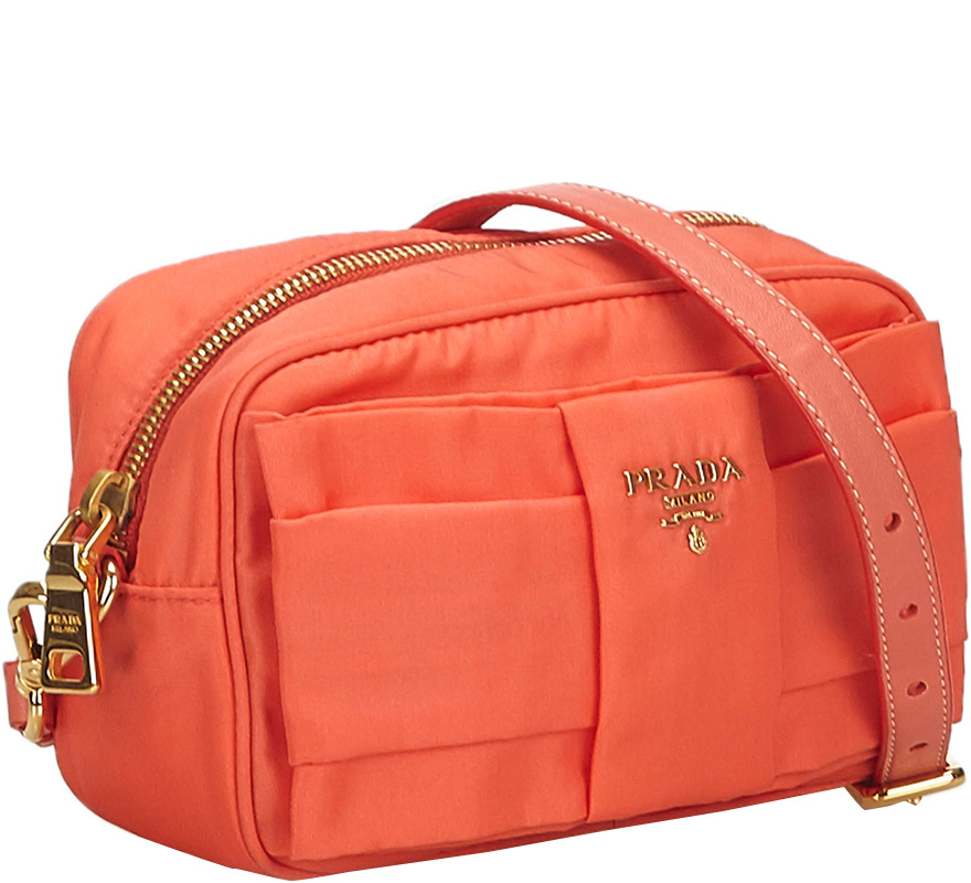 

Prada Orange Nylon Bow Crossbody Bag