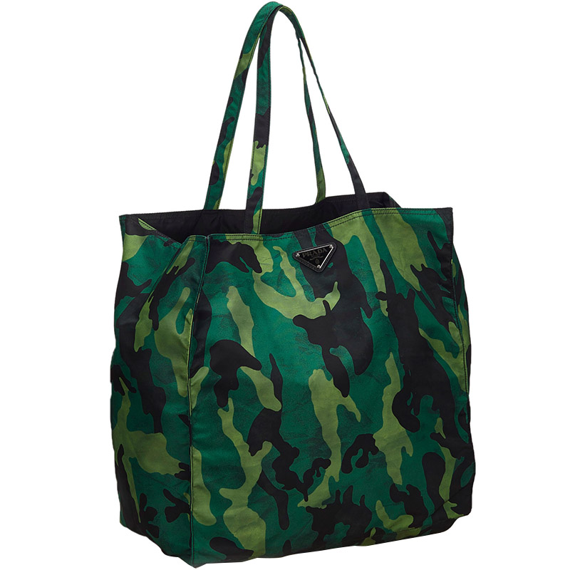 

Prada Green Stampato Nylon Camouflage Tote Bag