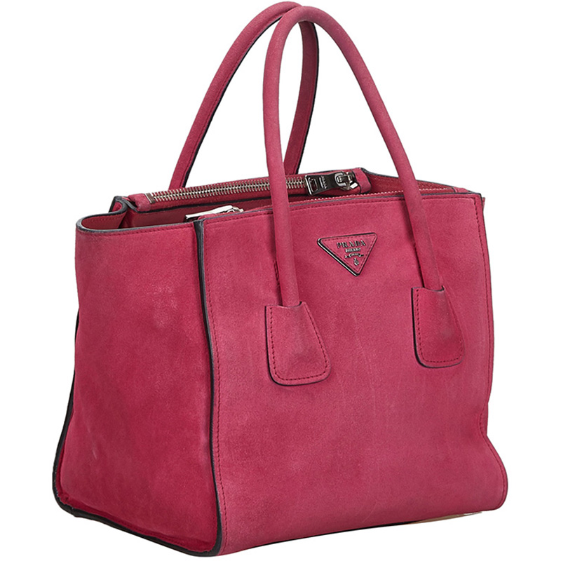 

Prada Pink Suede City Double Zip Tote Bag