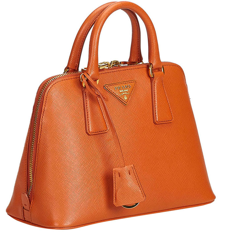 

Prada Orange Saffiano Leather Lux Promenade Satchel