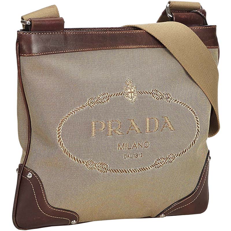 

Prada Brown Canapa Canvas Crossbody Bag