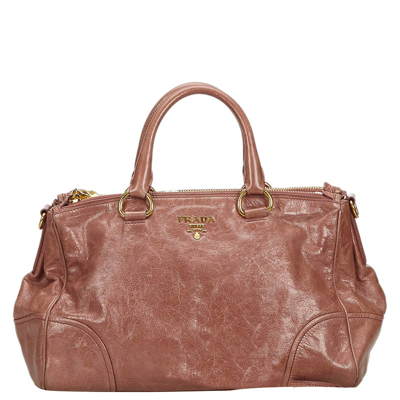 Prada Brown Vitello Shine Leather Satchel