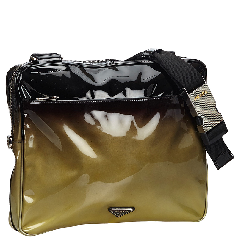 

Prada Black/Green Patent Leather Ombre Crossbody Bag