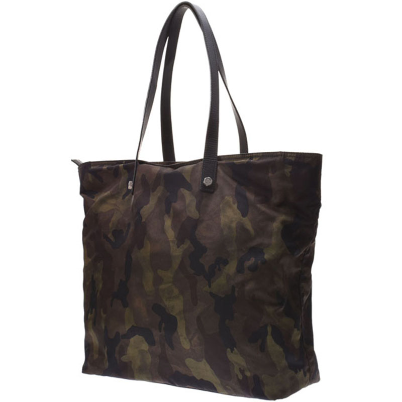 

Prada Khaki Camouflage Nylon Tote Bag, Brown