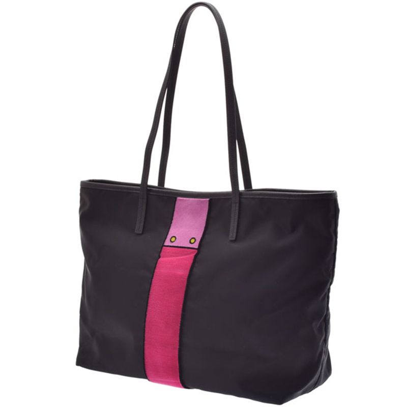 

Prada Black/Pink Nylon And Leather Tote Bag