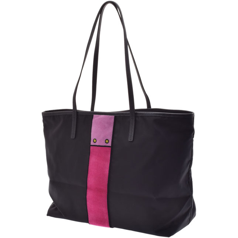 

Prada Black/Pink Nylon And Leather Tote Bag