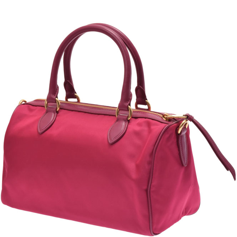 

Prada Fuchsia Tessuto Nylon and Leather Bowling Bag, Pink