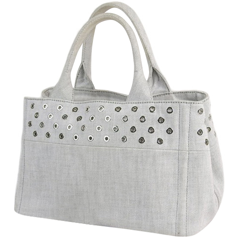 

Prada White Canvas Canapa Tote