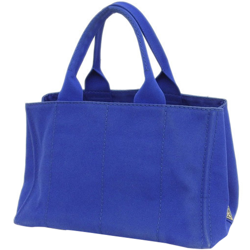 

Prada Blue Printed Canapa Canvas Tote