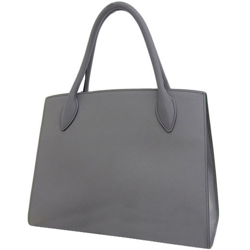 

Prada Gray Saffiano Lux Leather Double Handle Tote, Grey