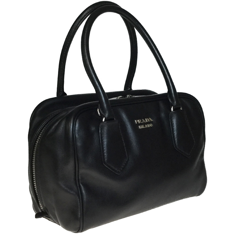 

Prada Black Soft Calf Leather Top Handle Bag