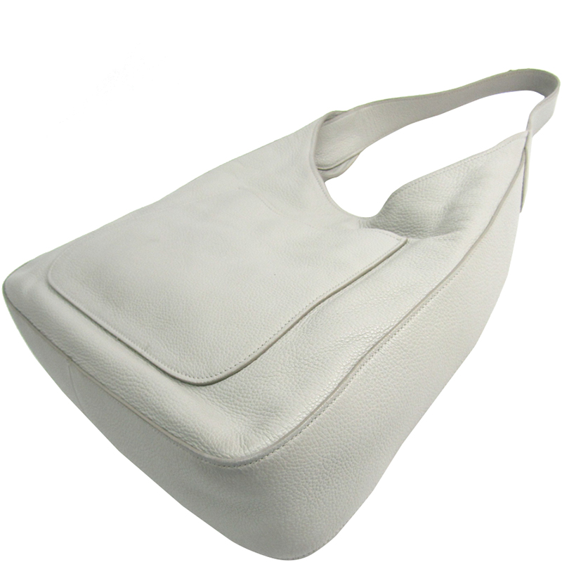 

Prada White Vitello Daino Leather Hobo Bag