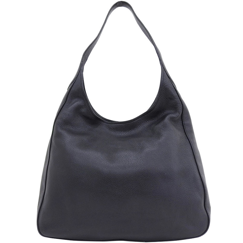 Prada Black Vitello Daino Leather Hobo Bag