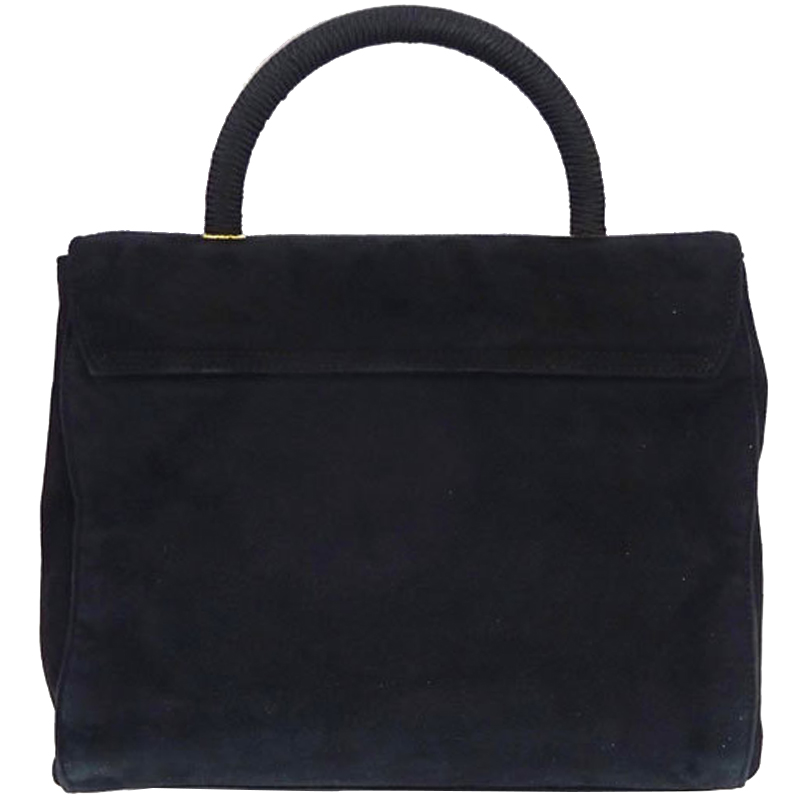 

Prada Black Suede Top Handle Bag