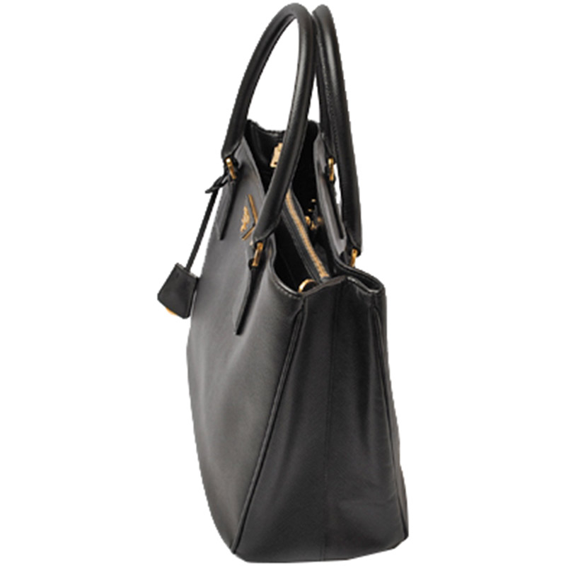 

Prada Black Saffiano Lux Leather  Galleria Double Zip Top Handle Bag