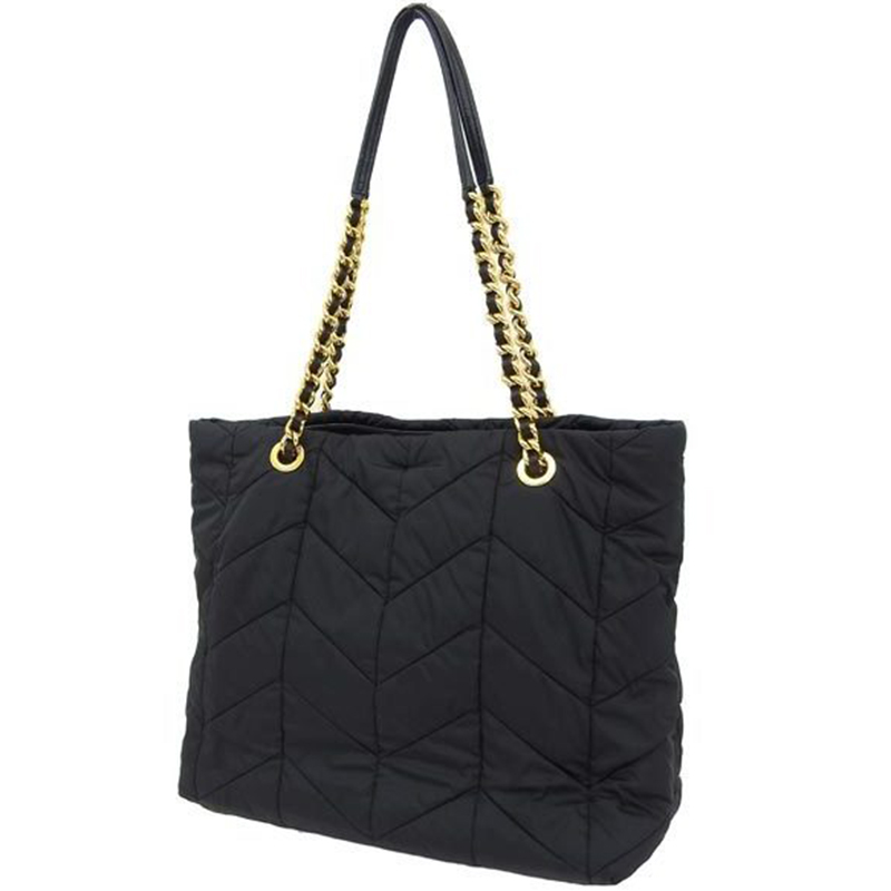 

Prada Black Quilted Nylon Chain Tote Bag