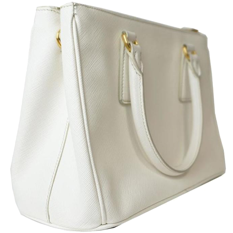

Prada White Saffiano Lux Leather Mini Tote Bag