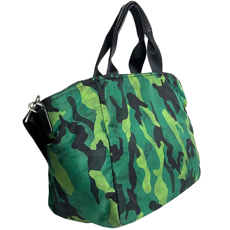 

Prada Green Camouflage Nylon Tote Bag