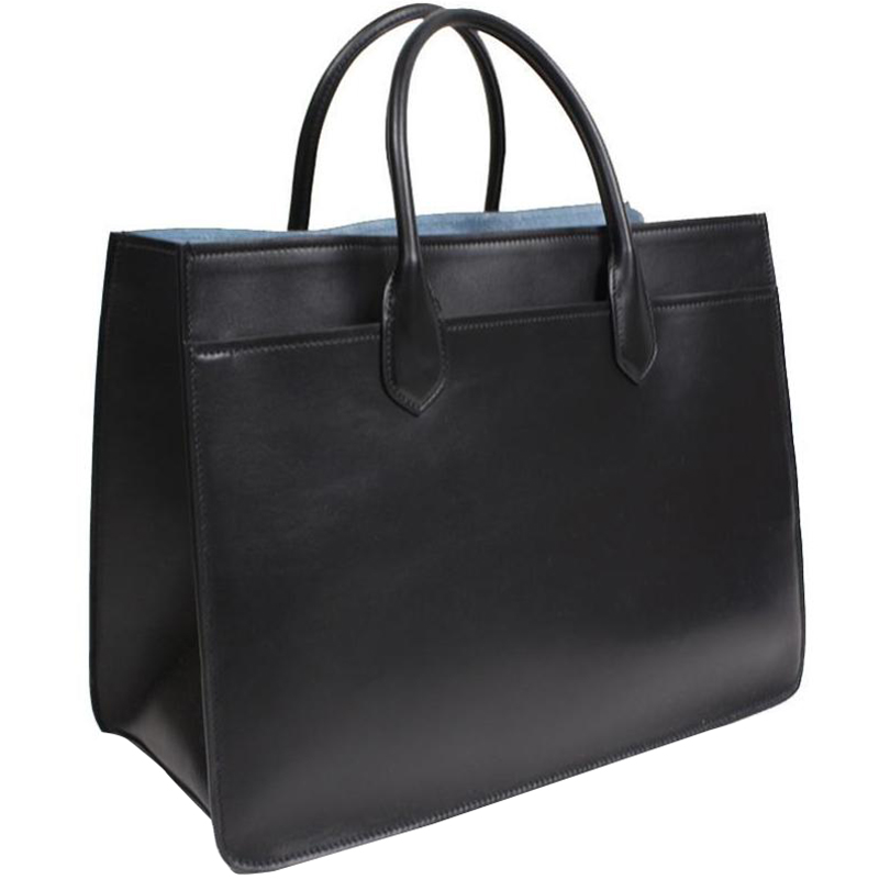 Prada Black Leather Tote Bag
