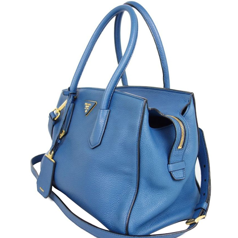 

Prada Blue Leather Top Handle Bag