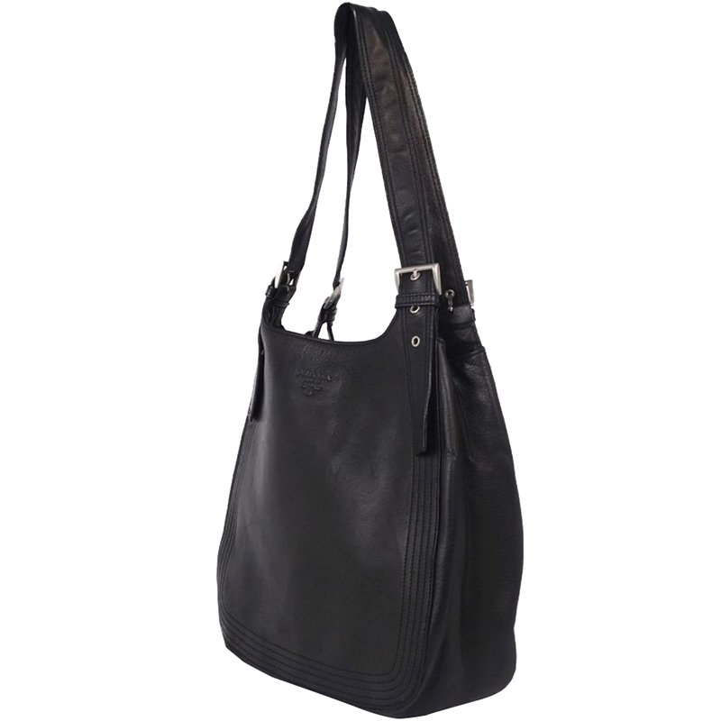 

Prada Black Nappa Leather Hobo Bag