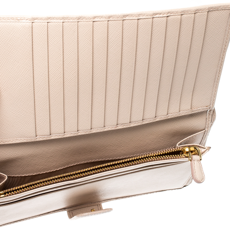 

Prada Beige Saffiano Leather Long Flap Wallet