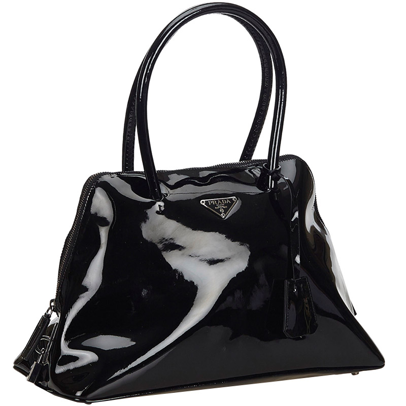 

Prada Black Patent Leather Top Handle Bag