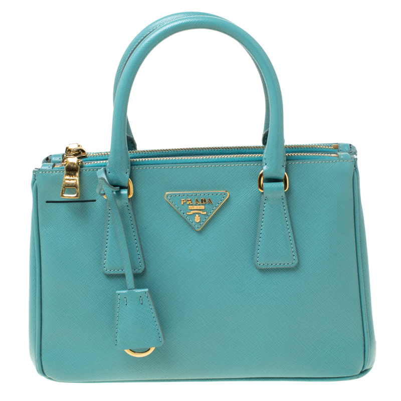 Prada Mint Green Saffiano Lux Leather Mini Double Zip Tote Prada | The ...