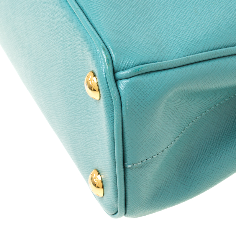 Prada Mint Green Saffiano Lux Leather Mini Double Zip Tote Prada | TLC