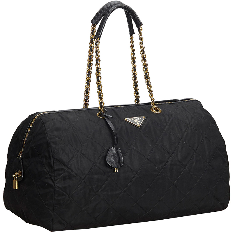 

Prada Black Quilted Nylon Chain Shoulder Bag